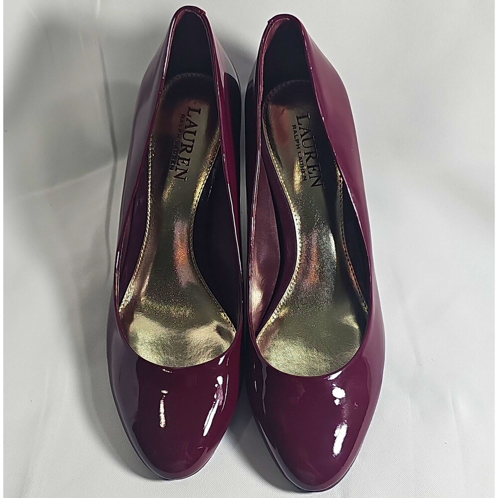 Lauren Ralph Lauren Burgundy Patent Leather Almond Toe Pump 8.5B